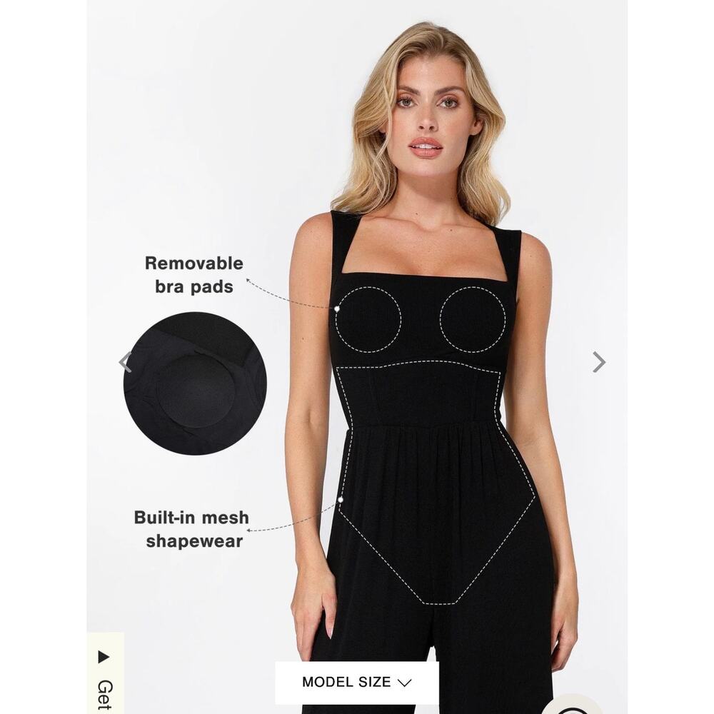 Popilush Shapewear Tummy Control Wide Leg Jumpsuit - Picture 4 of 12